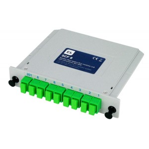 SCF 8 - Splitter fibra óptica modular (cassette) 1x8 conectorizado SC/APC